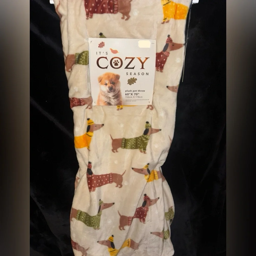 Fall Dachshund Dog Plush Throw Blanket Featuring Dachshund’s in Sweaters